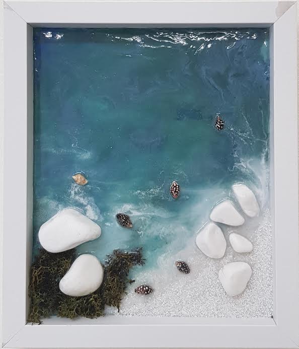 Resin Art - Bela plaža